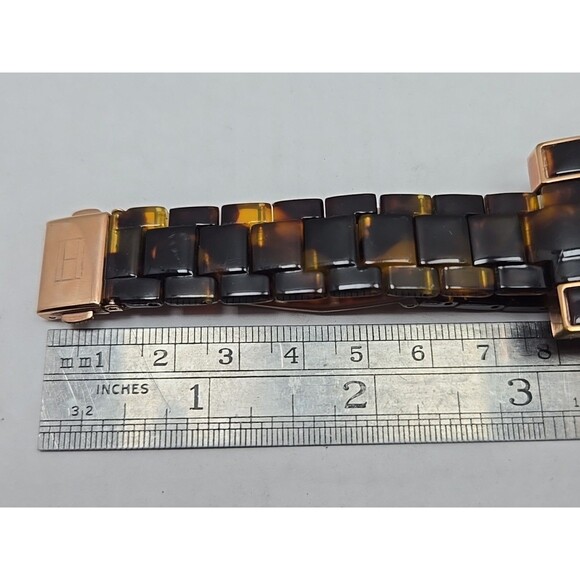Tommy Hilfiger Womens Tortoise Shell Bracelet Watch Y2K Rose Gold New Battery - Picture 10 of 11
